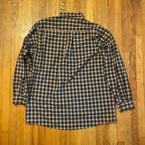 ariat pro series plaid long sleeve flannel button up black red blue XXL tall - Picture 8 of 8